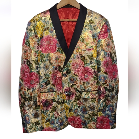 Giovanni Testi Men's Statement Floral Brocade Blazer 46R - Picture 1 of 10
